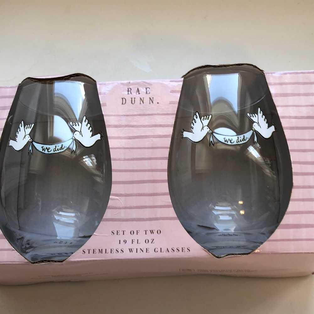Rae Dunn “we did” Stemless Wine Glasses